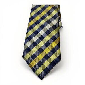 Original Penguin Skinny Tie Navy White Yellow Check Pattern Size 2.25" x 58"